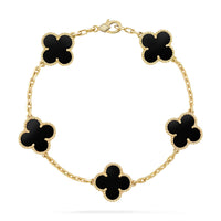 [LUCKY LOVE]CLOVER  5 MOTIFS BLACK ONYX BRACELET