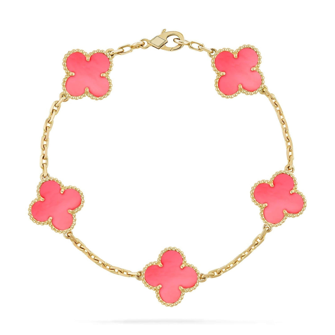 [LUCKY LOVE]CLOVER 5 PINK MOP BRACELET