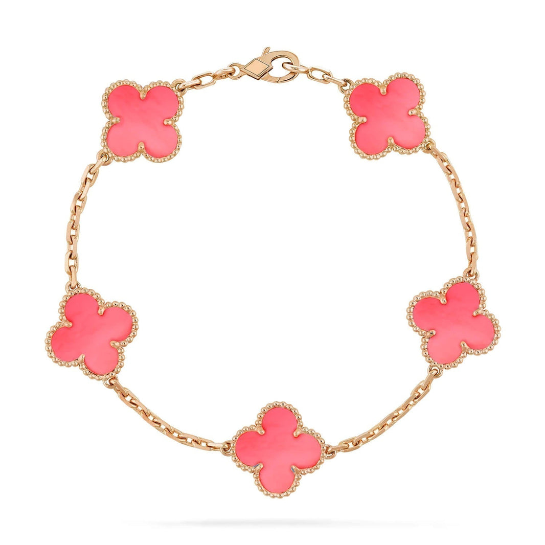 [LUCKY LOVE]CLOVER 5 PINK MOP BRACELET