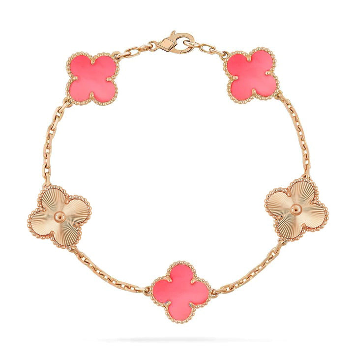 [LUCKY LOVE]CLOVER BRACELET 5 MOTIF PINK AND ROSE GOLD