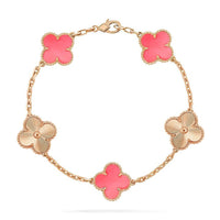 [LUCKY LOVE]CLOVER BRACELET 5 MOTIF PINK AND ROSE GOLD