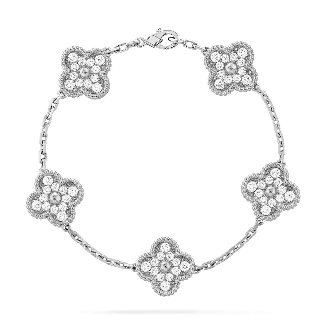 [LUCKY LOVE]CLOVER DIAMOND SILVER BRACELET COLLECTION,5 MOTIFS