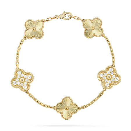 [LUCKY LOVE]CLOVER DIAMOND GOLD BRACELET COLLECTION,5 MOTIFS