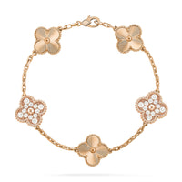 [LUCKY LOVE]CLOVER DIAMOND ROSE GOLD BRACELET COLLECTION,5 MOTIFS