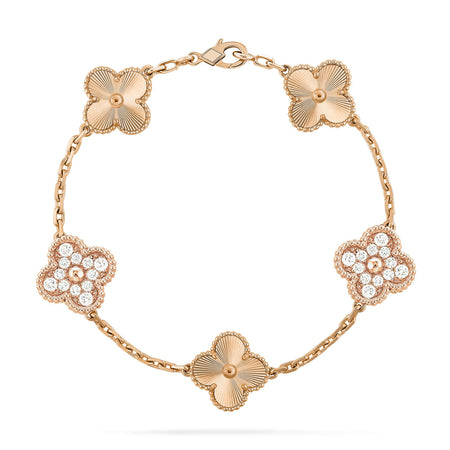 [LUCKY LOVE]CLOVER DIAMOND ROSE GOLD BRACELET COLLECTION,5 MOTIFS