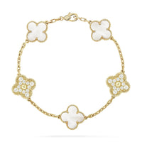 [LUCKY LOVE]CLOVER BRACELET 5 MOTIF WHITE MOP DIAMOND