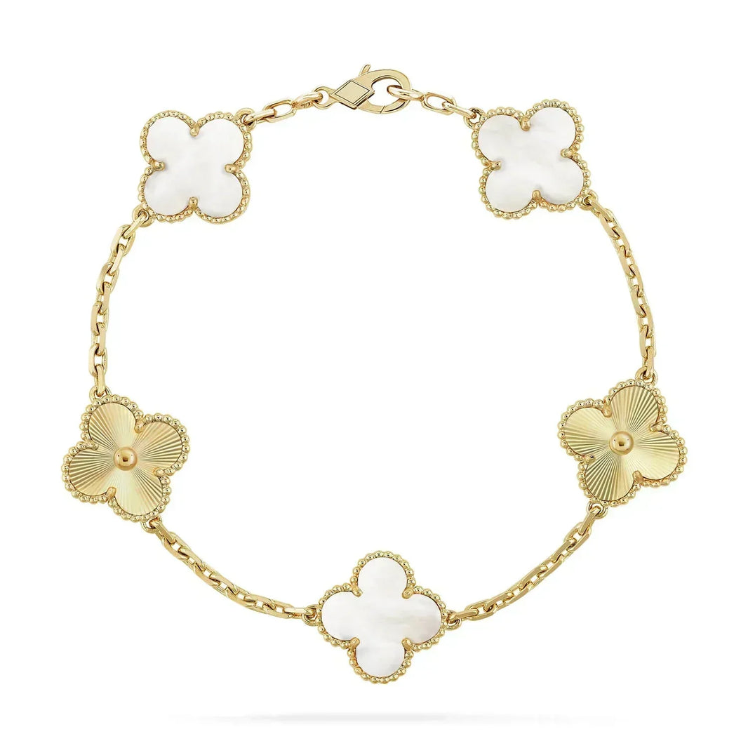 [LUCKY LOVE]CLOVER BRACELET 5 MOTIF WHITE MOP ROSE GOLD