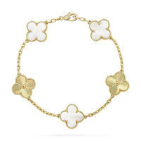 [LUCKY LOVE]CLOVER BRACELET 5 MOTIF WHITE MOP ROSE GOLD
