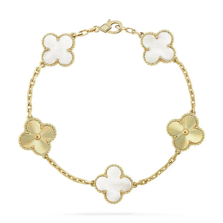 [LUCKY LOVE]CLOVER BRACELET 5 MOTIF WHITE MOP ROSE GOLD