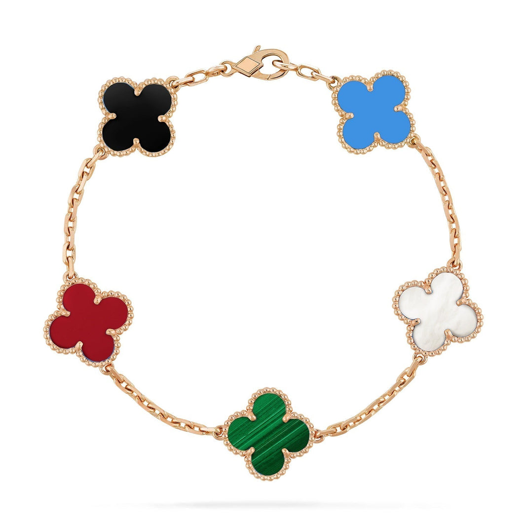 [LUCKY LOVE]CLOVER 5 MOTIFS MULTICOLOR BRACELET