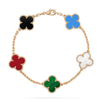 [LUCKY LOVE]CLOVER 5 MOTIFS MULTICOLOR BRACELET