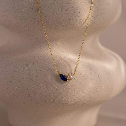 Marquise Birthstone & Pearl Necklace