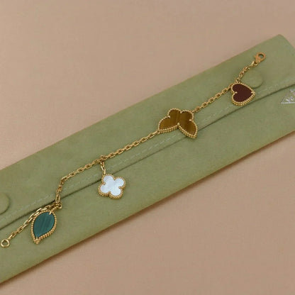 [LUCKY LOVE]LUCKY SPRING 5 MOTIF GOLD BRACELET