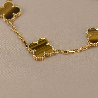 [LUCKY LOVE]CLOVER  5 MOTIFS TIGER EYE BRACELET