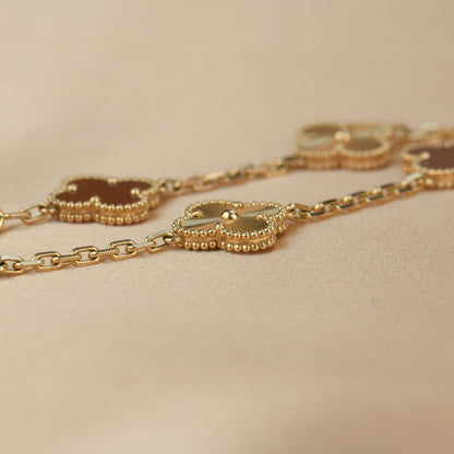 [LUCKY LOVE]CLOVER  5 MOTIFS CARNELIAN GOLD BRACELET