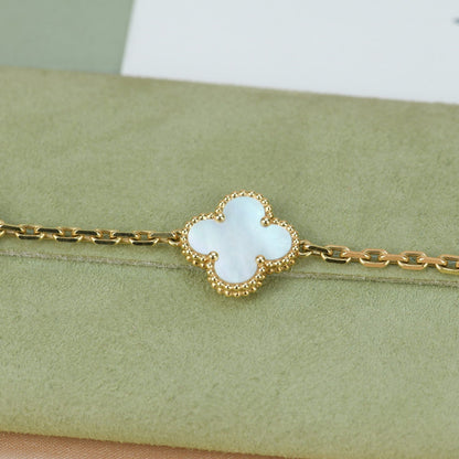 [LUCKY LOVE]CLOVER  5 MOTIF WHITE MOP BRACELET
