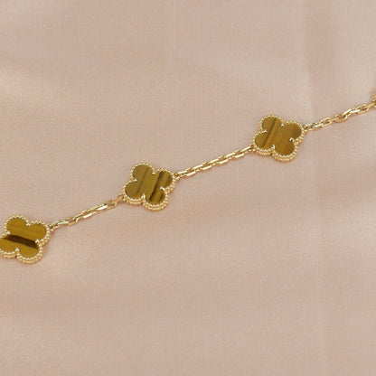 [LUCKY LOVE]CLOVER  5 MOTIFS TIGER EYE BRACELET