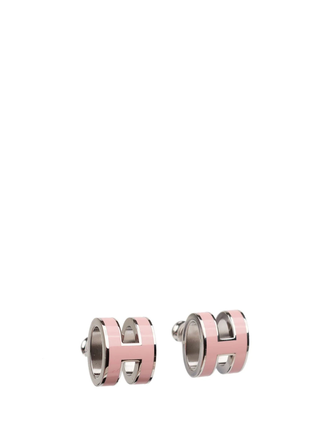 [LUCKY LOVE]MINI POP H SILVER EARRINGS PINK