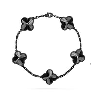 [LUCKY LOVE]CLOVER 5 MOTIF BLACK BRACELET