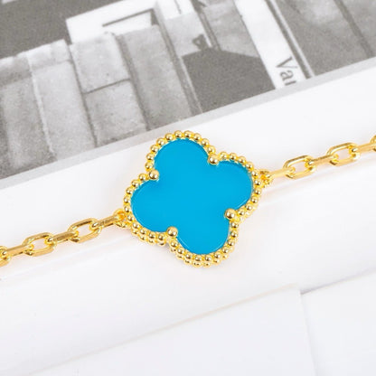 [LUCKY LOVE]CLOVER 5 MOTIFS TURQUOISE BRACELET