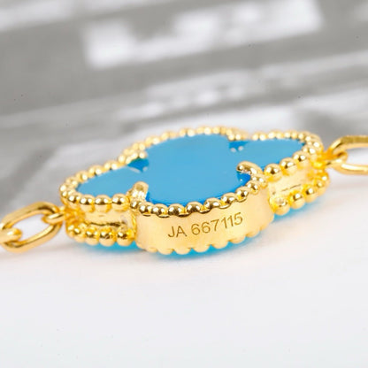 [LUCKY LOVE]CLOVER 5 MOTIFS TURQUOISE BRACELET
