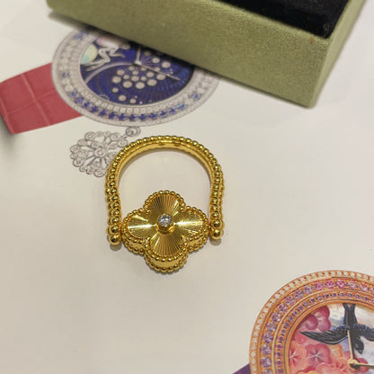 [LUCKY LOVE]CLOVER RIVERSIBLE RING GOLD COLLECTION