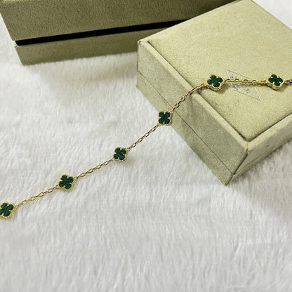 [LUCKY LOVE]CLOVER 6 MOTIF MALACHITE BRACELET