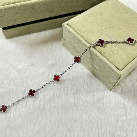 [LUCKY LOVE]CLOVER 6 MOTIF RED AGATE BRACELET