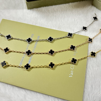 [LUCKY LOVE]CLOVER 6 MOTIF  ONYXS BRACELET