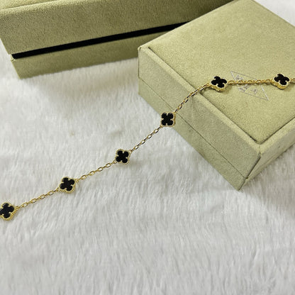 [LUCKY LOVE]CLOVER 6 MOTIF  ONYXS BRACELET