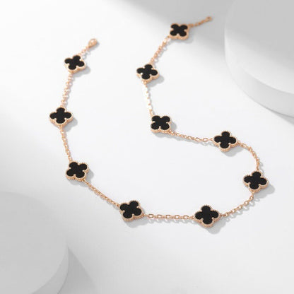 [LUCKY LOVE]CLOVER 10 MOTIFS ONYX NECKLACE