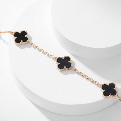 [LUCKY LOVE]CLOVER 10 MOTIFS ONYX NECKLACE
