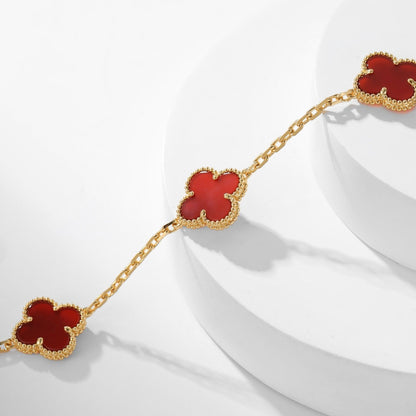 [LUCKY LOVE]CLOVER 10 MOTIFS CARNELIAN NECKLACE