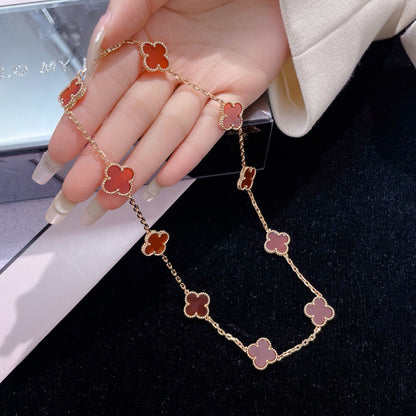[LUCKY LOVE]CLOVER 10 MOTIFS CARNELIAN NECKLACE