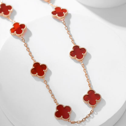 [LUCKY LOVE]CLOVER 10 MOTIFS CARNELIAN NECKLACE
