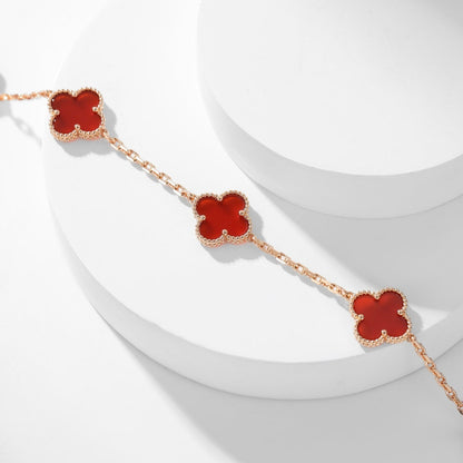 [LUCKY LOVE]CLOVER 10 MOTIFS CARNELIAN NECKLACE