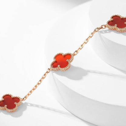 [LUCKY LOVE]CLOVER 10 MOTIFS CARNELIAN NECKLACE