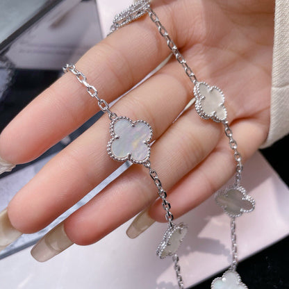 [LUCKY LOVE]CLOVER 10 MOTIFS WHITE MOTHER OF PEARL NECKLACE