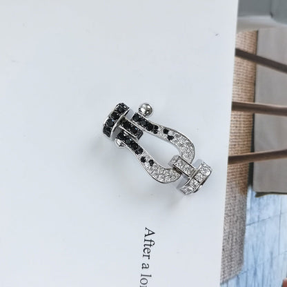 [LUCKY LOVE]FORCE LARGE HORSESHOE BLACK WHITE DIAMOND BRACELET SILVER