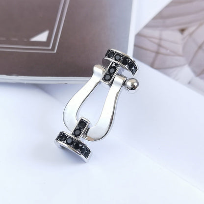 [LUCKY LOVE]FORCE LARGE HORSESHOE BLACK DIAMOND BRACELET SILVER