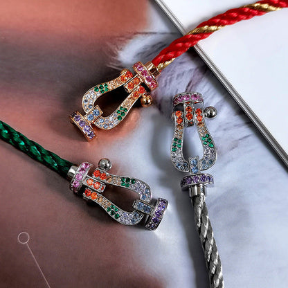 [LUCKY LOVE]FORC LARGE HORSESHOE  COLORED DIAMOND BRACELET SILVER