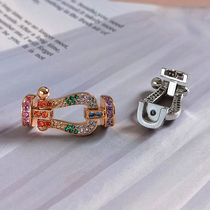 [LUCKY LOVE]FORCE LARGE HORSESHOE  COLORED DIAMOND BRACELET ROSE GOLD