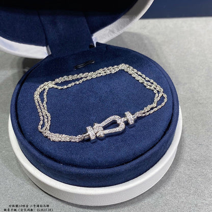 [LUCKY LOVE]FORCE SMALL HORSESHOE  DIAMOND CHAIN ROPE BRACELET