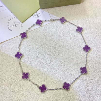[LUCKY LOVE]CLOVER 10 MOTIFS  PURPLE VIOLET  NECKLACE