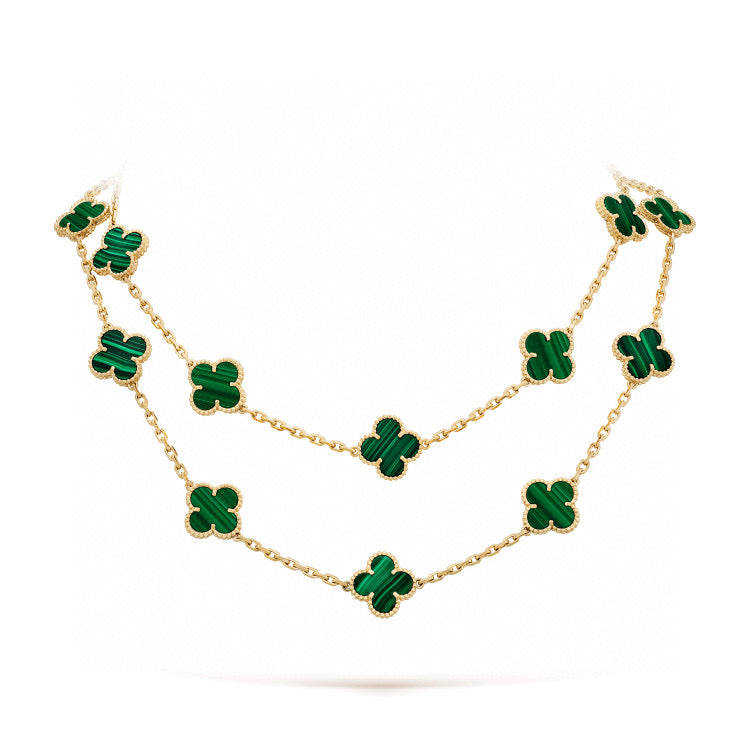 [LUCKY LOVE]CLOVER 20 MOTIFS MALACHITE GOLD