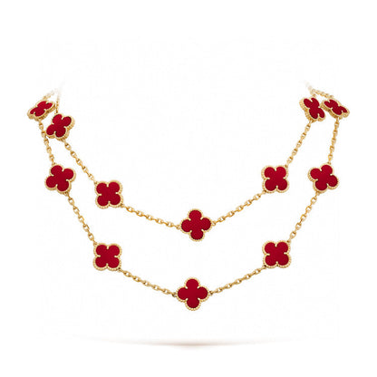 [LUCKY LOVE]CLOVER 20 MOTIFS CARNELIAN NECKLACE