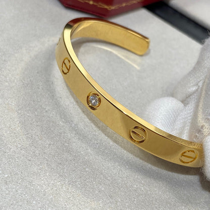 [LUCKY LOVE]LOVE BRACELET 6.1MM 1 DIAMOND OPEN CUFF