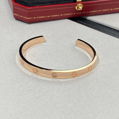 [LUCKY LOVE]LOVE BRACELET 6.1MM 1 DIAMOND OPEN CUFF