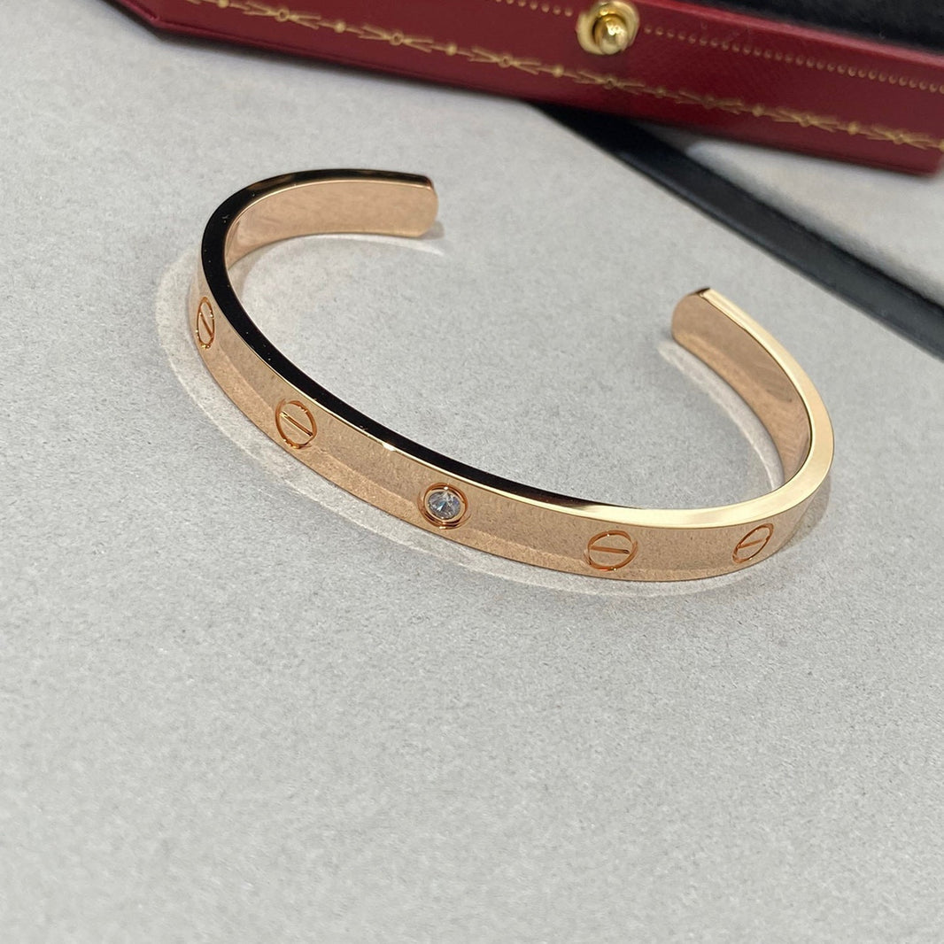 [LUCKY LOVE]LOVE BRACELET 6.1MM 1 DIAMOND OPEN CUFF