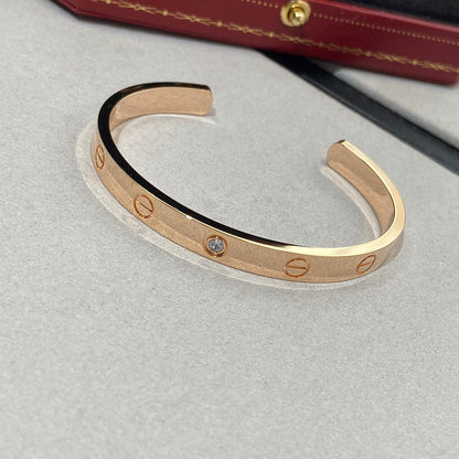 [LUCKY LOVE]LOVE BRACELET 6.1MM 1 DIAMOND OPEN CUFF